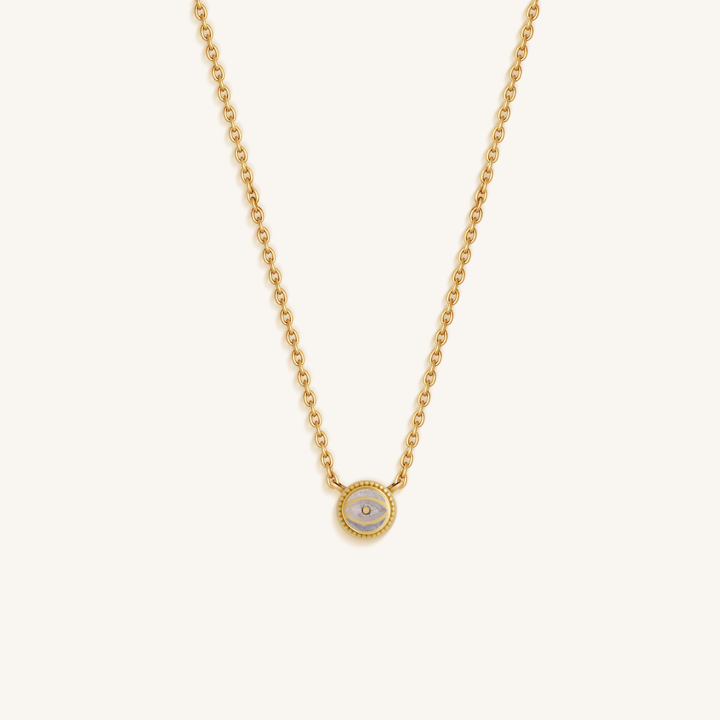 Celestial Shield - Moonstone June Birthstone Evil Eye Gold Necklace