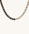 Picture of Karmic Grace Pearl Onyx Mantra Necklace