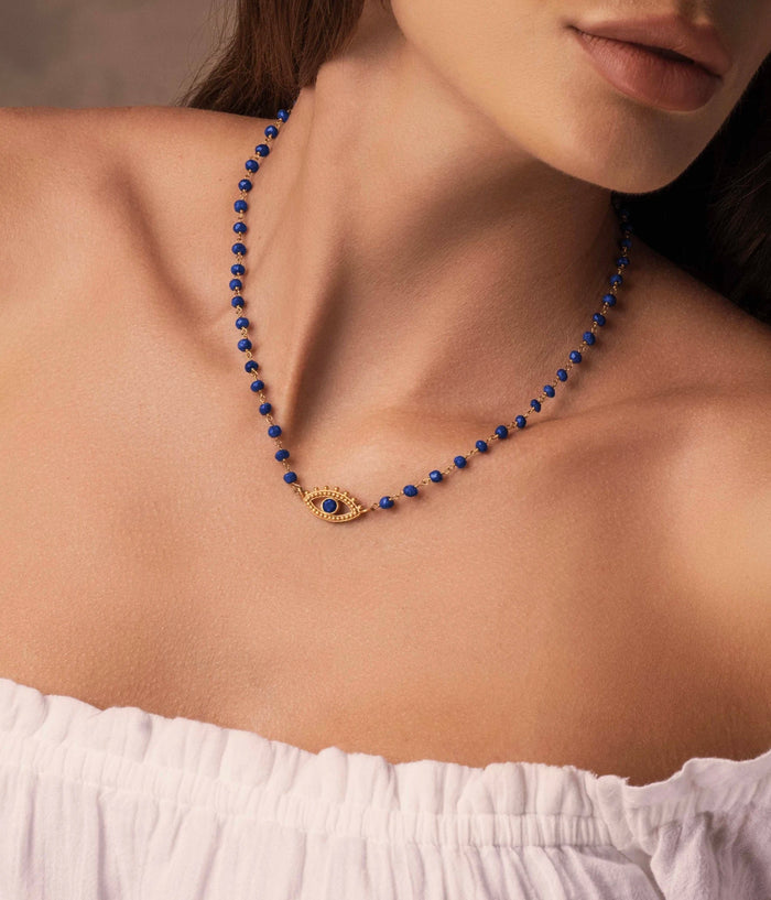 Picture of Inner Knowing - Lapis Evil Eye Necklace