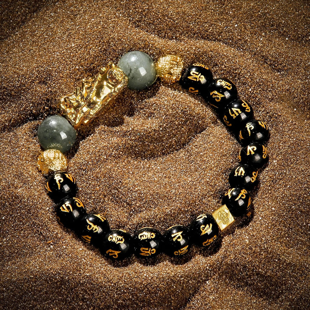Feng Shui black obsidian mens bracelet jewelry