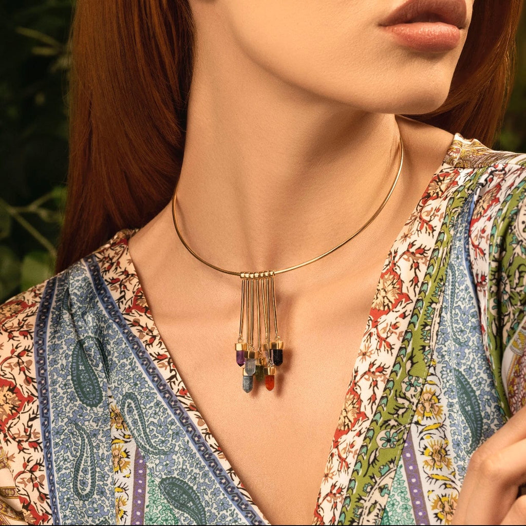Abundant Sunshine - Multi Stone Chakra Collar Necklace