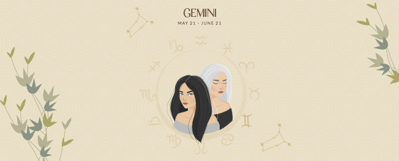 Image of twin insects with information about Gemini. Planet: Mercury, Element: Air.