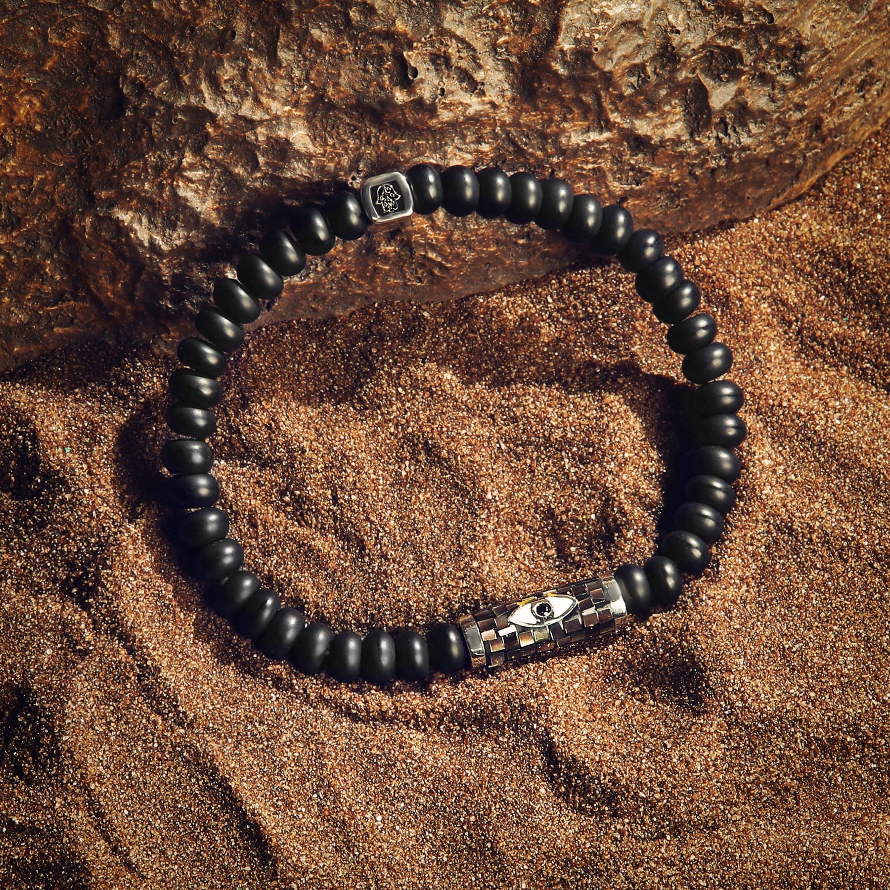 Karma and Luck  Bracelet  -  Divine Reality - Matte Onyx Evil Eye Charm Bracelet