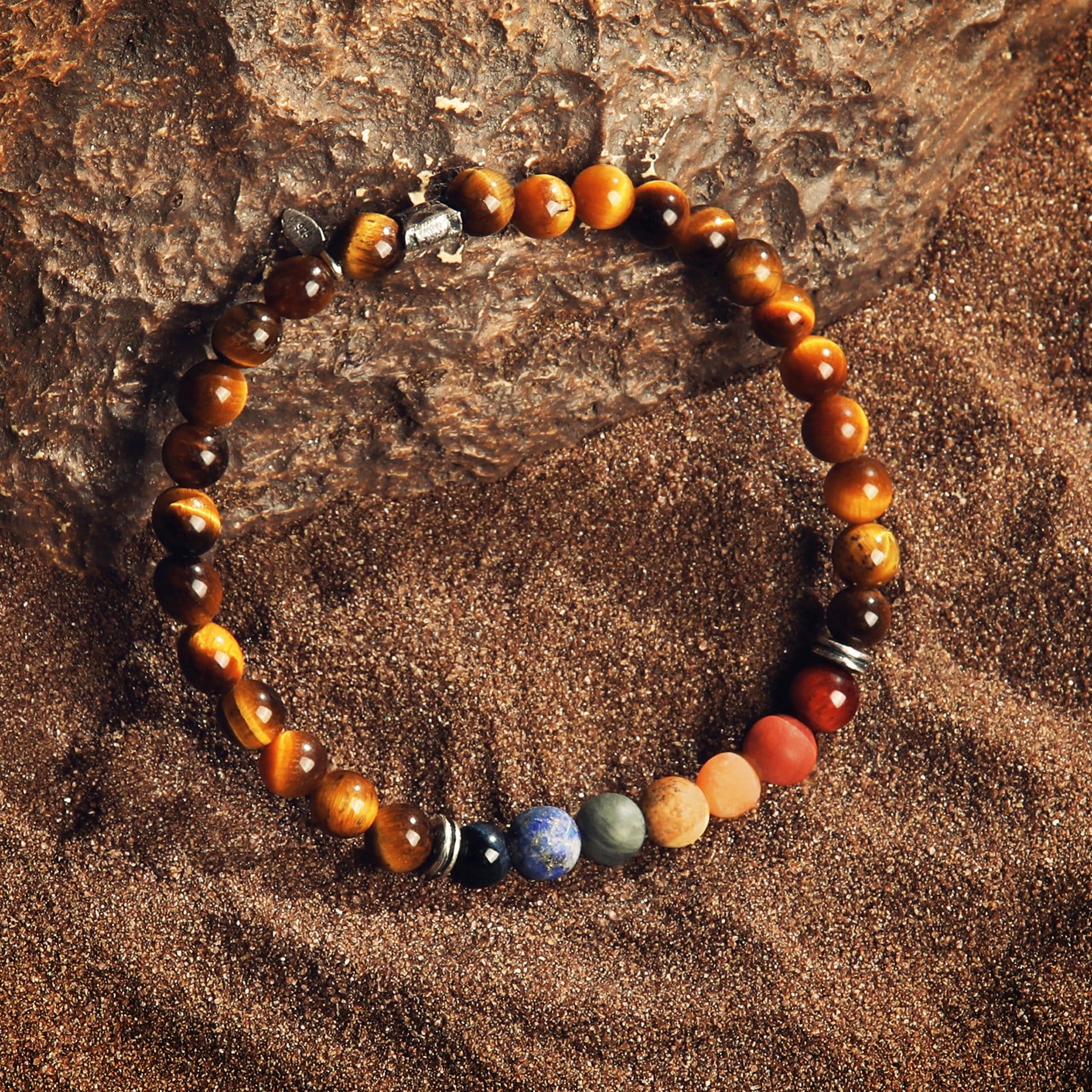 Karma and Luck  Bracelet  -  Serene Fearlessness - Tiger's Eye Matte Jasper Chakra Bracelet