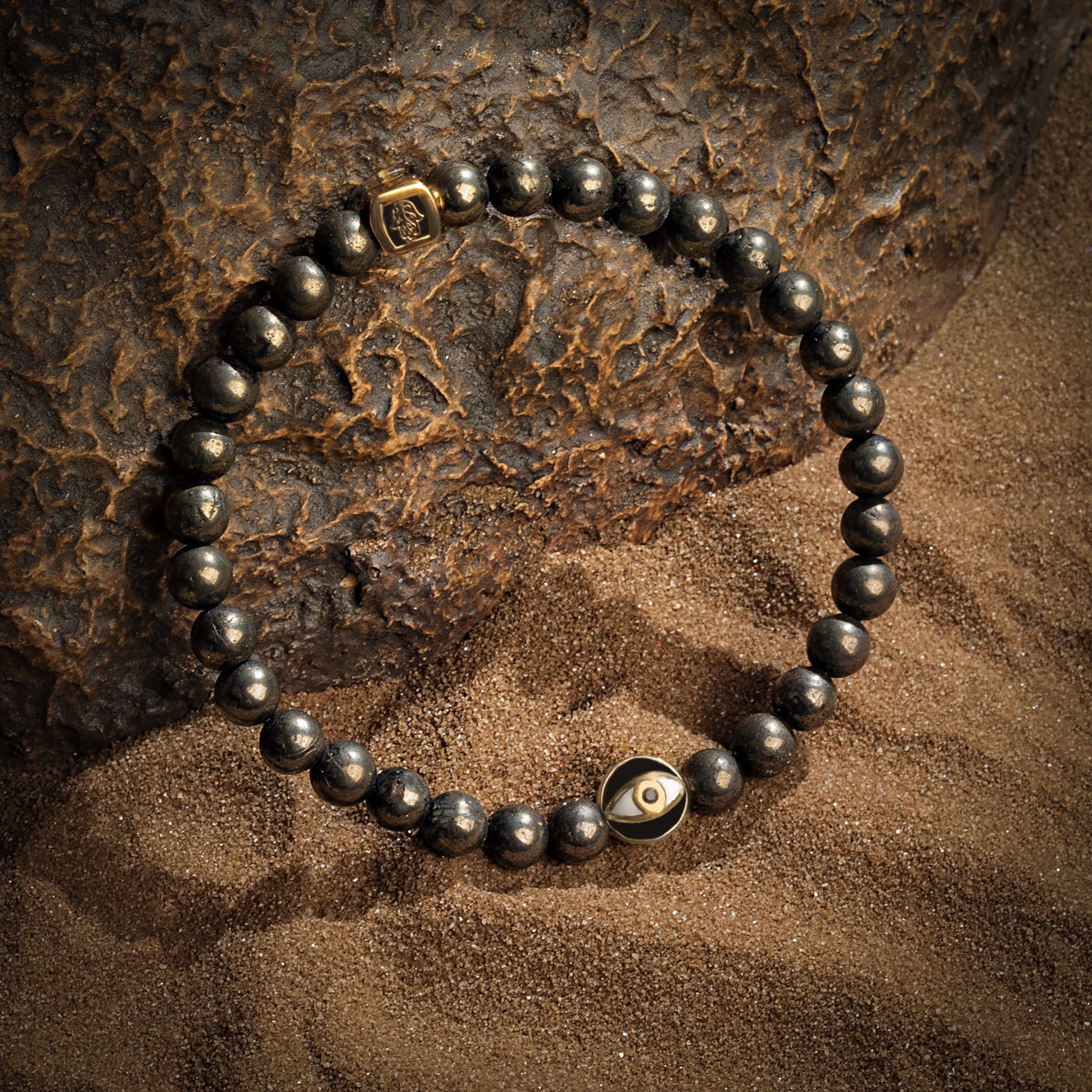 Karma and Luck  Bracelet  -  Ignited Spark - Pyrite Evil Eye Charm Bracelet