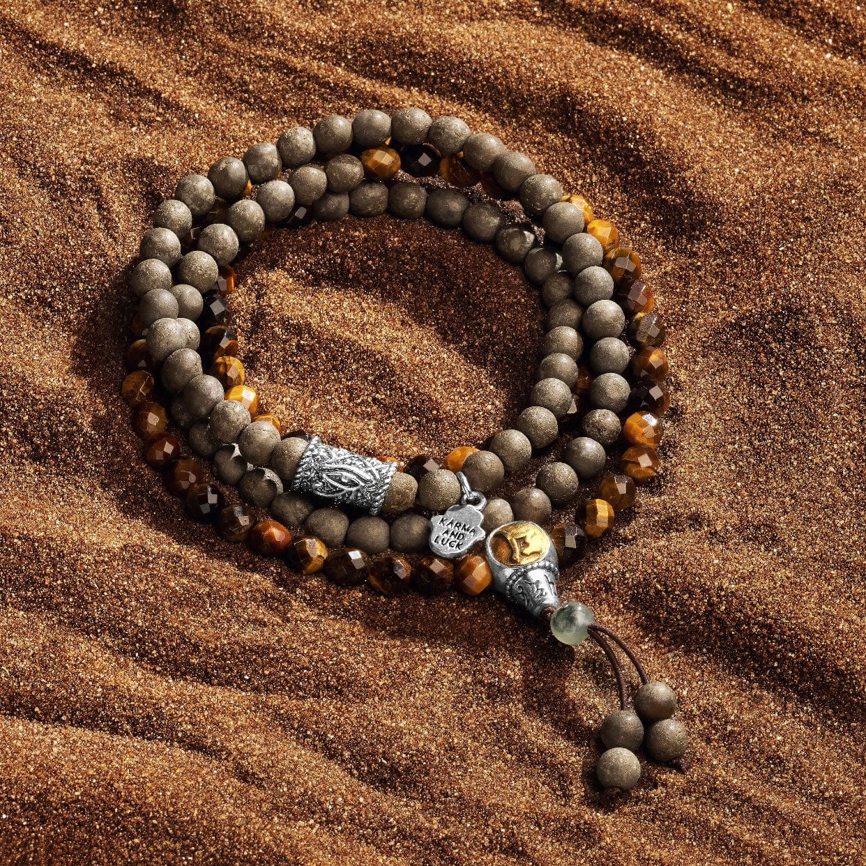 Karma and Luck  Bracelets - Mens  -  Spiritual Awakening- Multistone Tiger Eye Mala Bracelet