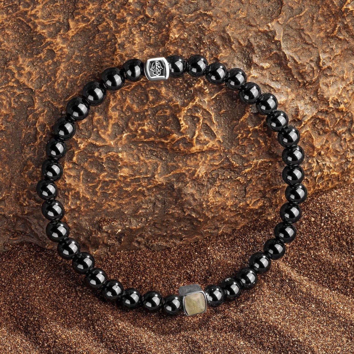 Karma and Luck  Bracelets - Mens  -  Pure Soul – August Birthstone Peridot Onyx Bracelet