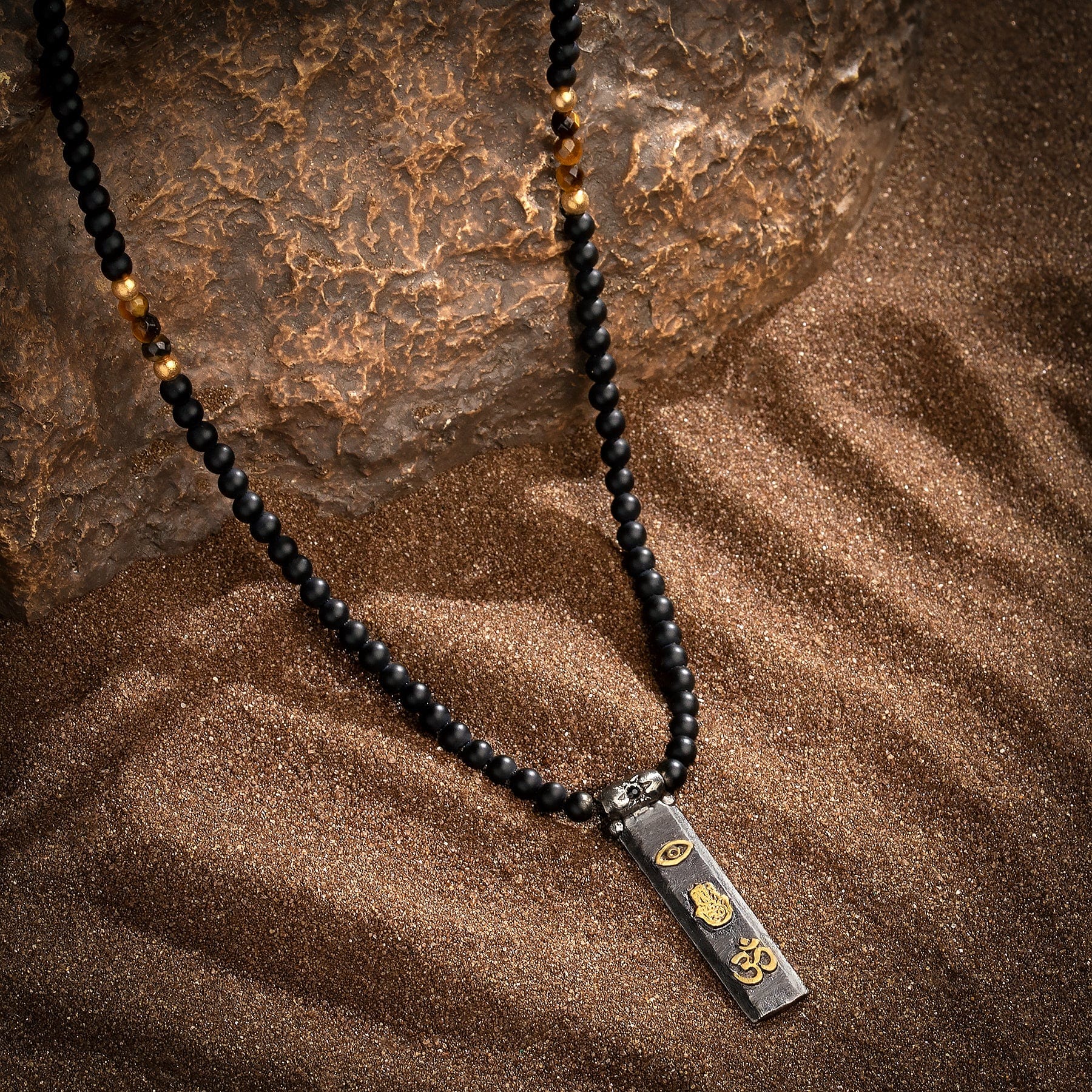 Divine Energy - Onyx Tiger's Eye Triple Protection Necklace