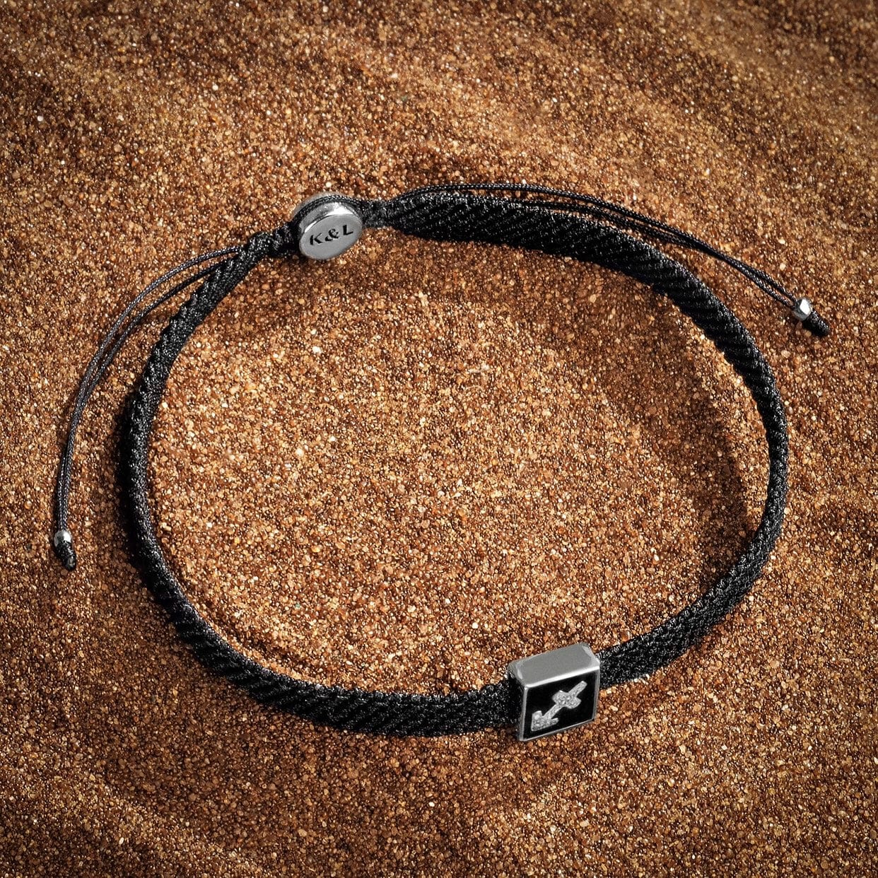 Karma and Luck  Bracelets - Mens  -  Getting Better-Black Enamel Sagittarius Zodiac Bracelet