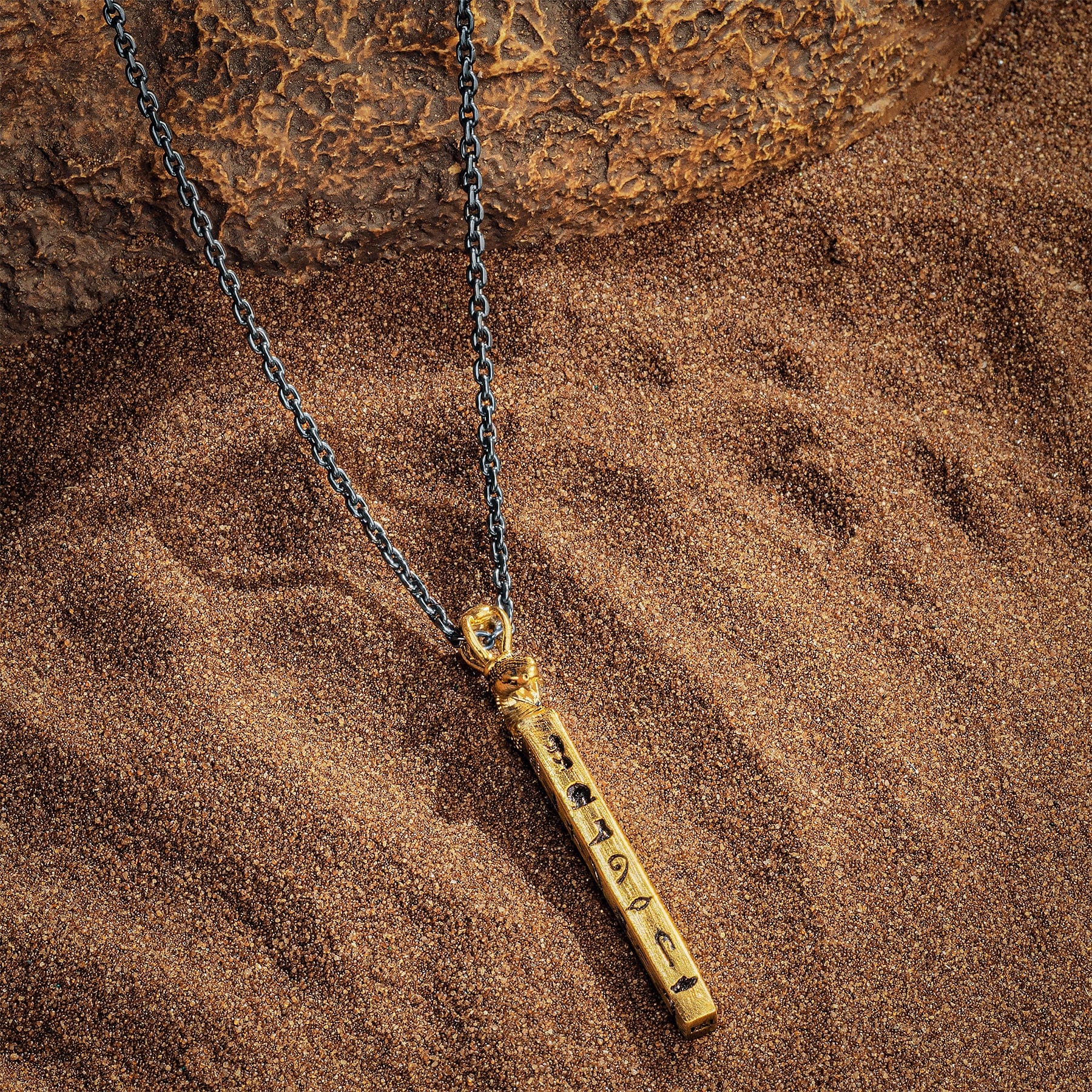 Karma and Luck  Necklaces - Mens  -  Protected and Grounded - Snake Head Bar Onyx Pendant Necklace