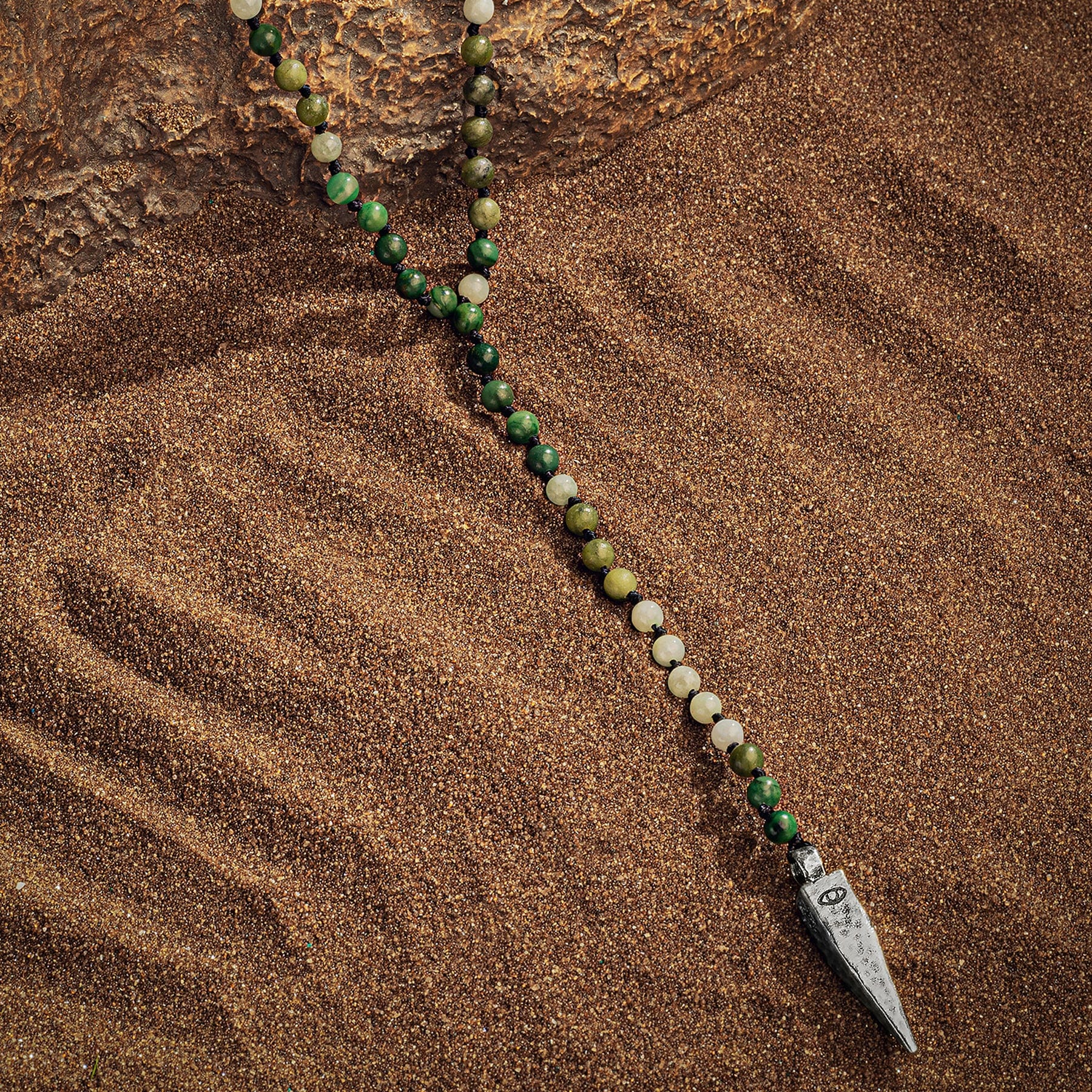 Karma and Luck  Necklaces - Mens  -  Growth Garden - Triple Jade Pointer Necklace