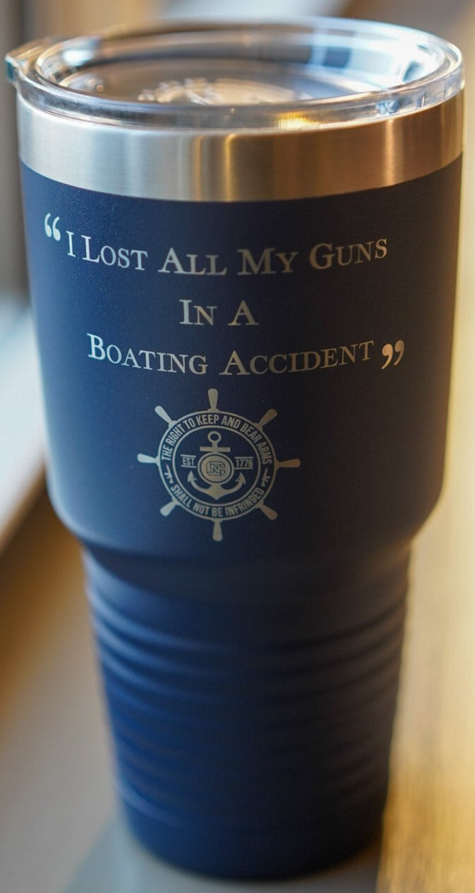 I lost All my guns in a boating accident 30 oz navy tumbler