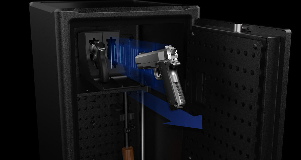 Upright Pistol Storage. Make way for the fastest retrieval possible.