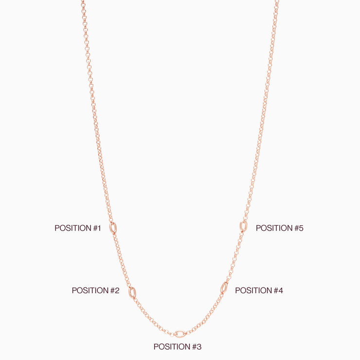 Rose Gold 5-Station Charm Necklace Chain