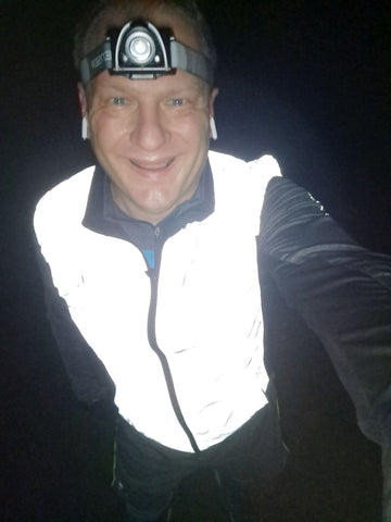 Dan @slow_running_man customer photo wearing BTR BE Totally Relective GILET