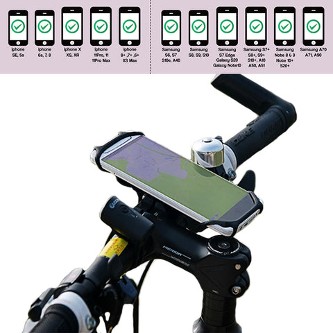 Phone mount for bike handlebar fits Samsung & iPhone regular size & iPhone Plus & Samsung Plus