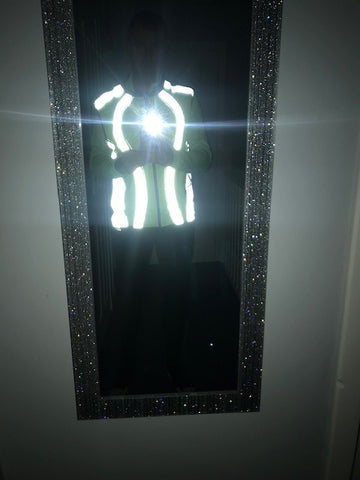 High vis & reflective gilet - shown in the dark shining bright 