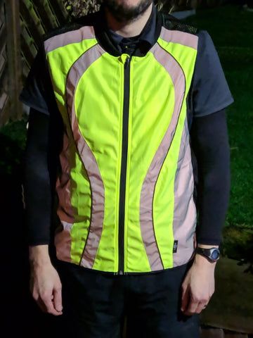 customer photo from Adam of our high vis yellow and reflective gilet