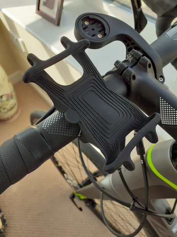 BTR bike phone holder mounted on bicycle handlebars