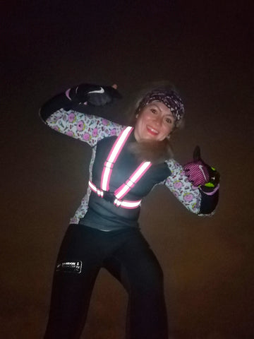 Claire our Instagram Ambassador wearing BTR high vis clothing and reflective gear 