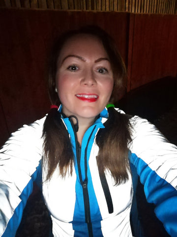 BTR Sports High Vis and  reflective jacket shown worn by BTR Customer in the dark with reflective