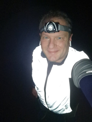 Customer photo of Dan @slow_running_man wearing our BTR Be Totally Reflective Gilet