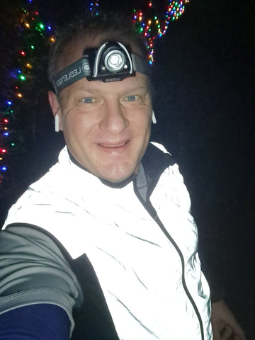 Customer photo of Dan @slow_running_man wearing our BTR Be Totally Reflective Gilet