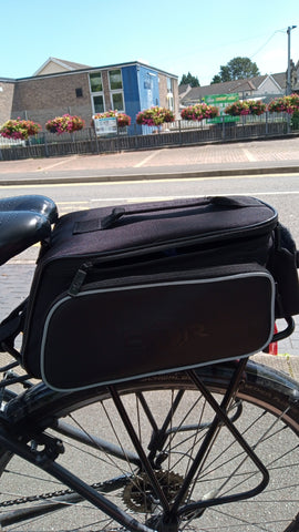 our customer David showing us the BTR rear rack bag on his bike