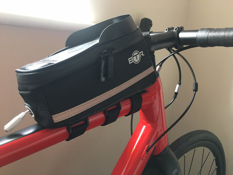 BTR bike phone bag holder on red bicycle