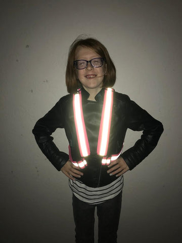 Kids pink  sash reflective for safety  - high vis be safe be seen from BTR