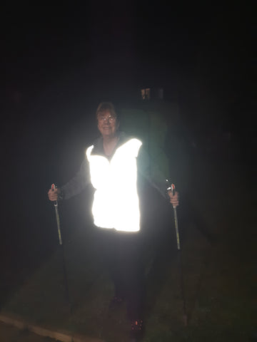 Customer photo from Lynne of her wearing our BTR high vis reflective gilet - looking great!