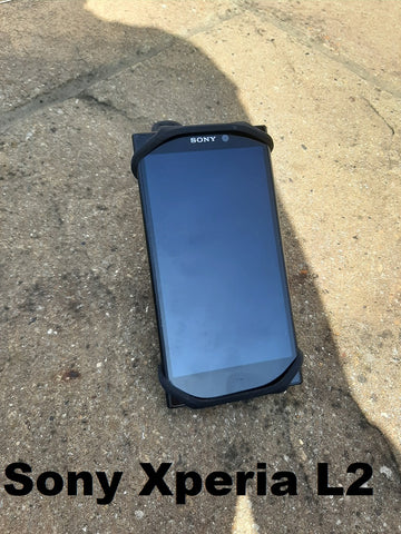 Sony Xperia L2 phone shown fitting nicely in the BTR silicone mount for your bike