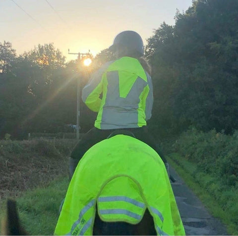 high vis and reflective jacket from BTR worn on a horse rider, equestrian