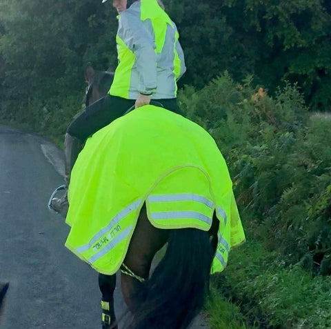 high vis and reflective jacket from BTR worn on a horse rider, equestrian