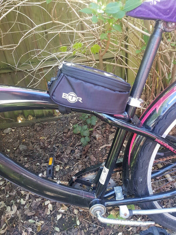 BTR frame Bag for your bicycle shown on the bike out for a spin! 