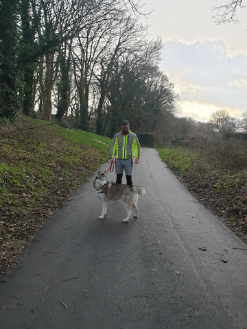 Dog walking in BTR Sports jacket - hi vis yellow and reflective panels - customer review image 