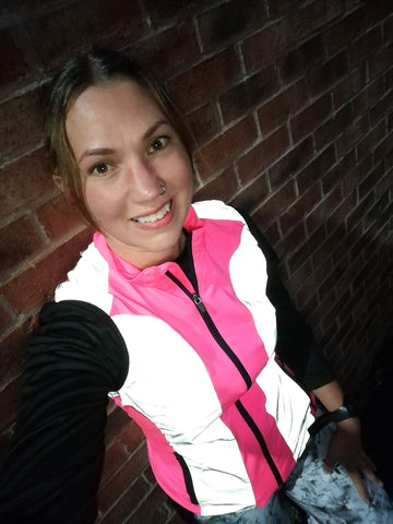 Ladies cut BTR High Viz and Reflective Gilet in pink customer image