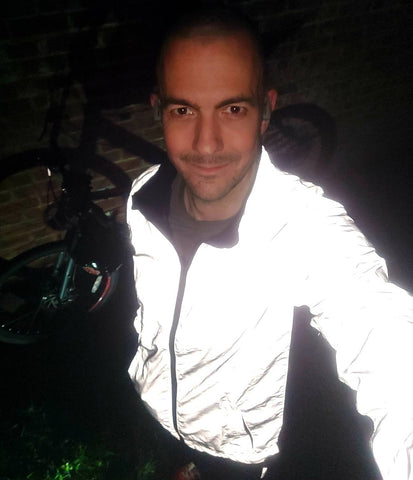 Running_Stu from instagram customer photo of Be Totally Reflective jacket from BTR