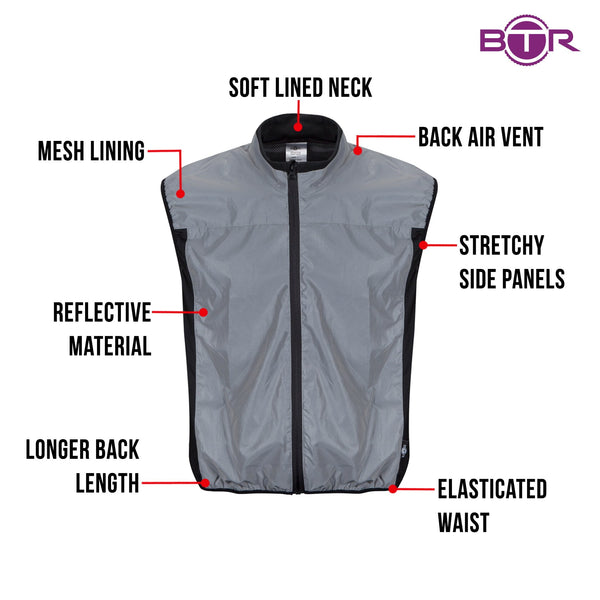 BTR High Visibility Totally Reflective Running & Cycling Gilet & Vest ...