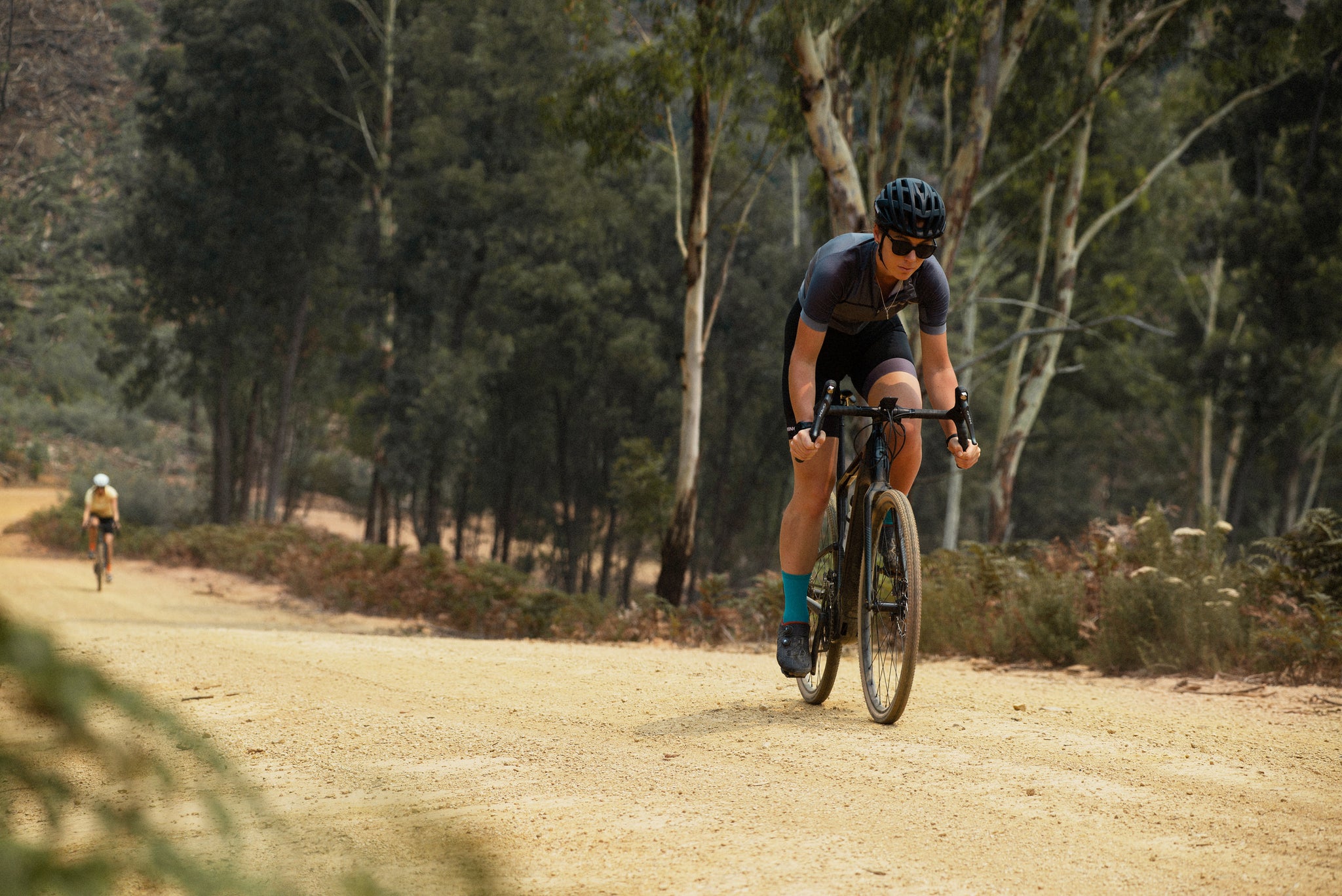 Riding gravel on a Cannondale