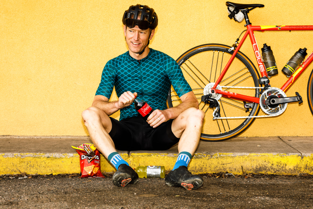 Eating some snacks on a bike ride