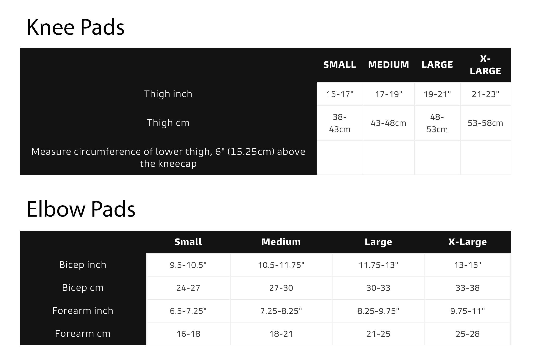 Sizing Guide - please contact Ride guides for assistance