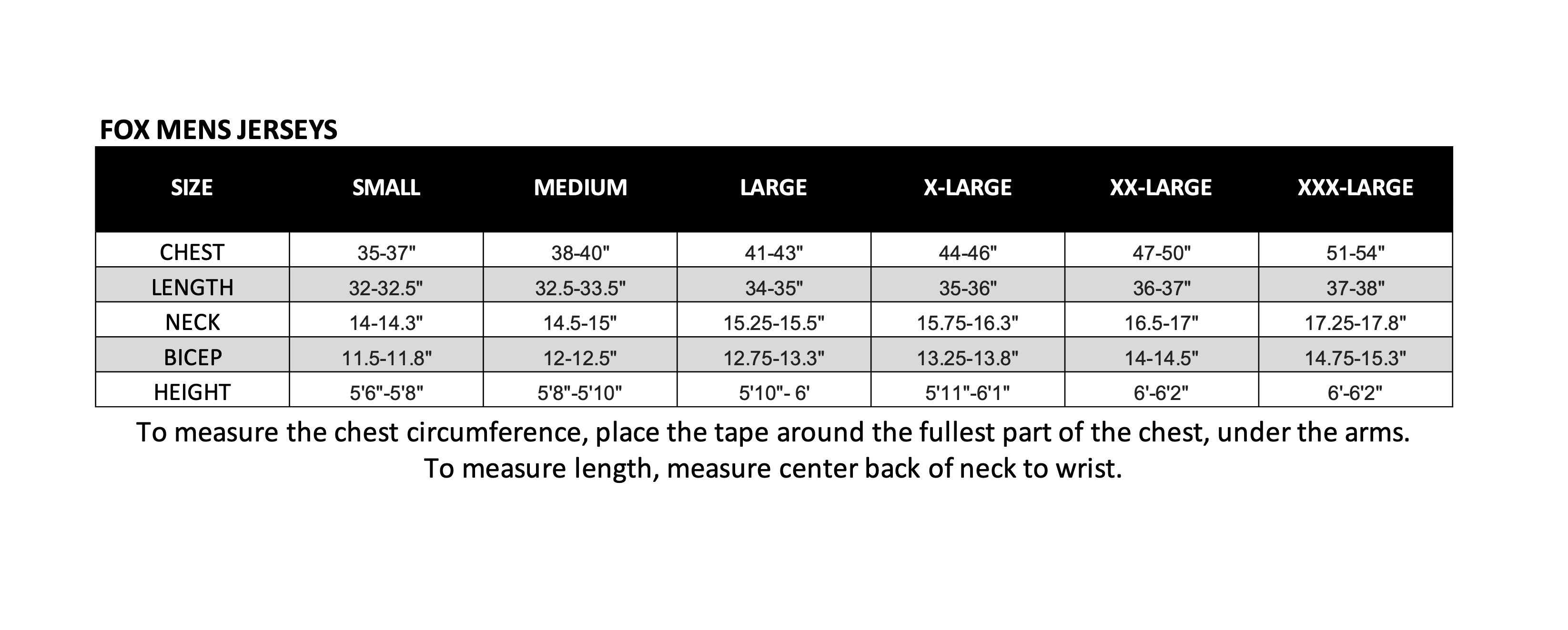 Sizing Guide - please contact Ride guides for assistance