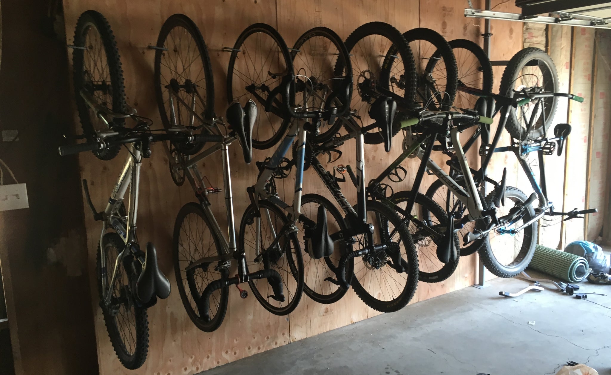 Bike hooks in garage