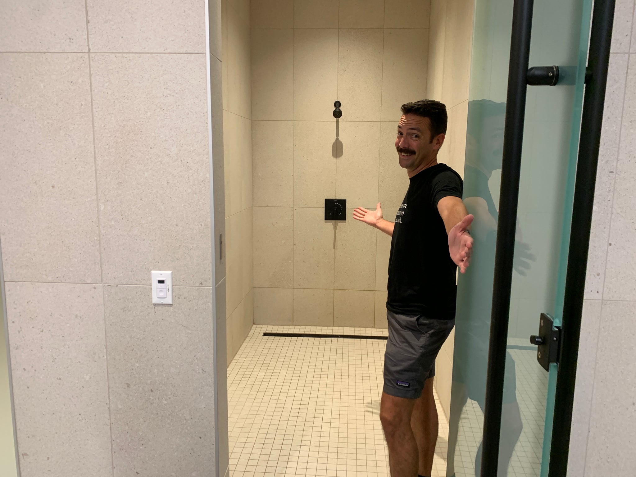 SRAM HQ locker room showers