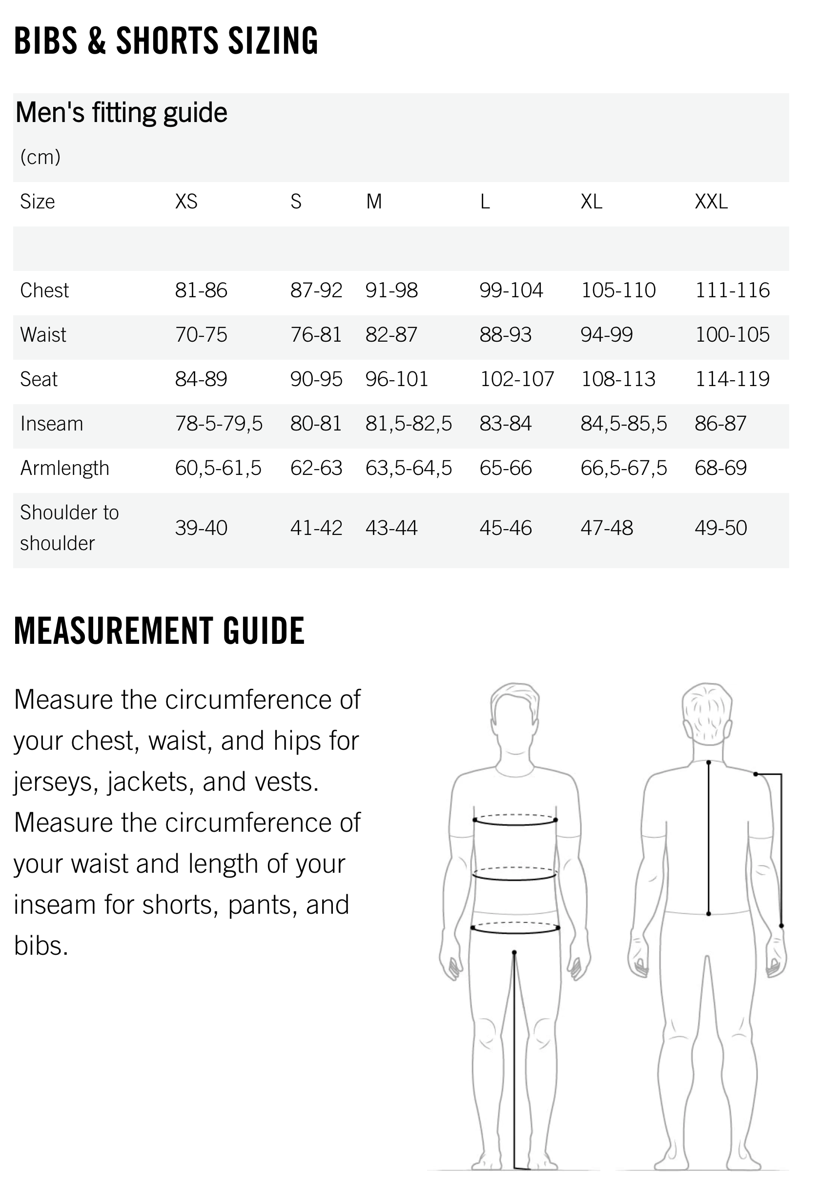 Sizing Guide - please contact Ride guides for assistance