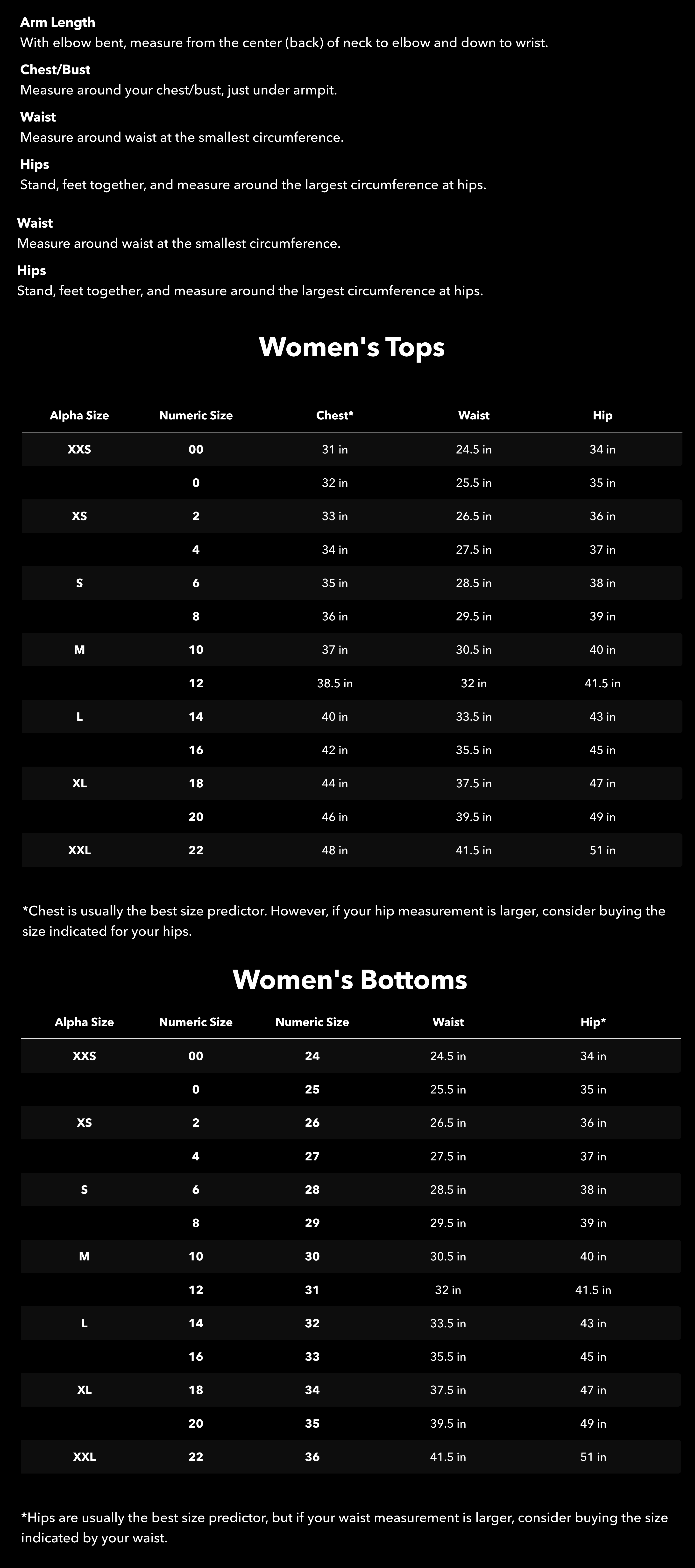 Sizing Guide - please contact Ride guides for assistance