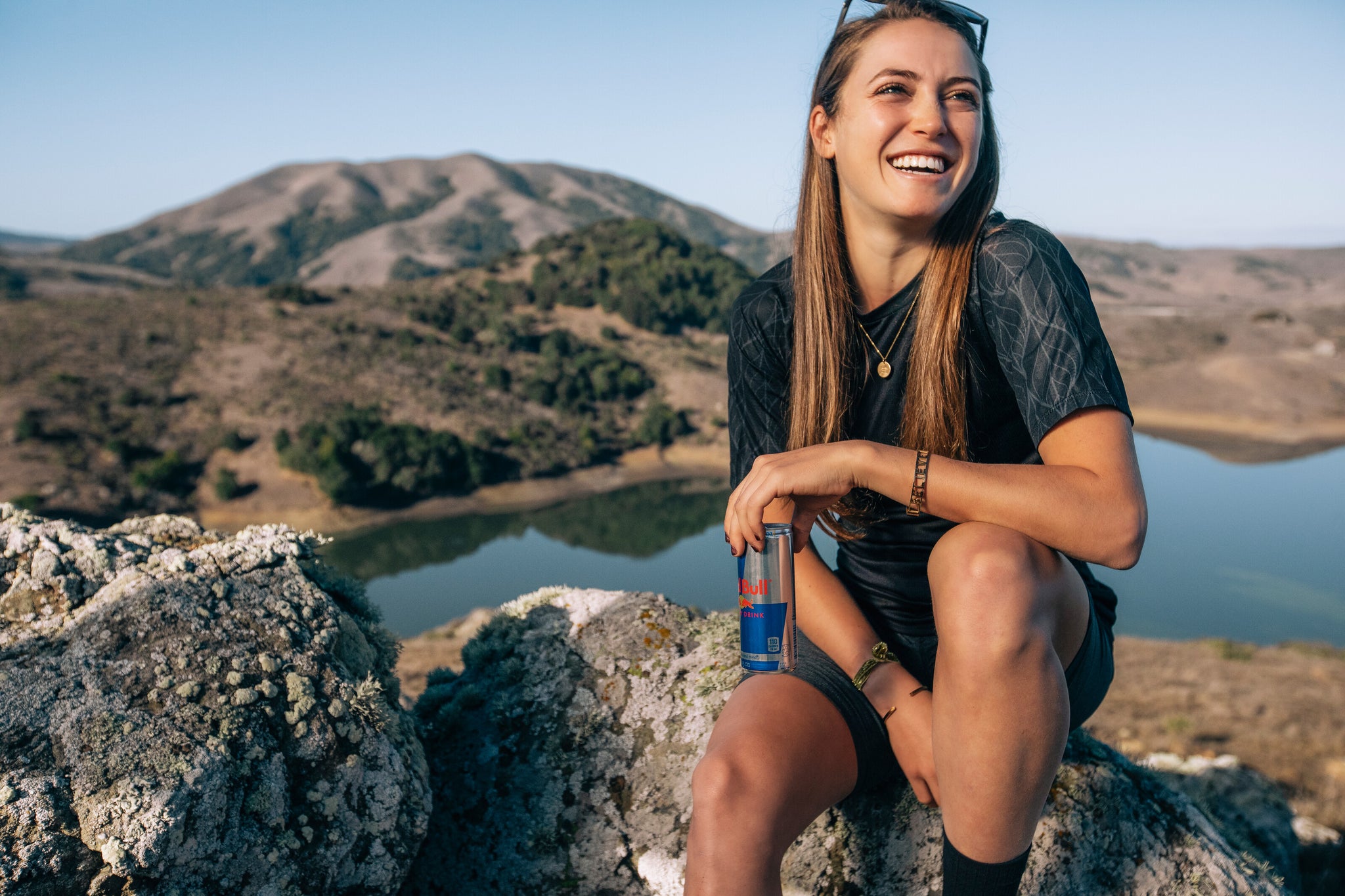 Kate Courtney chilling on a rock