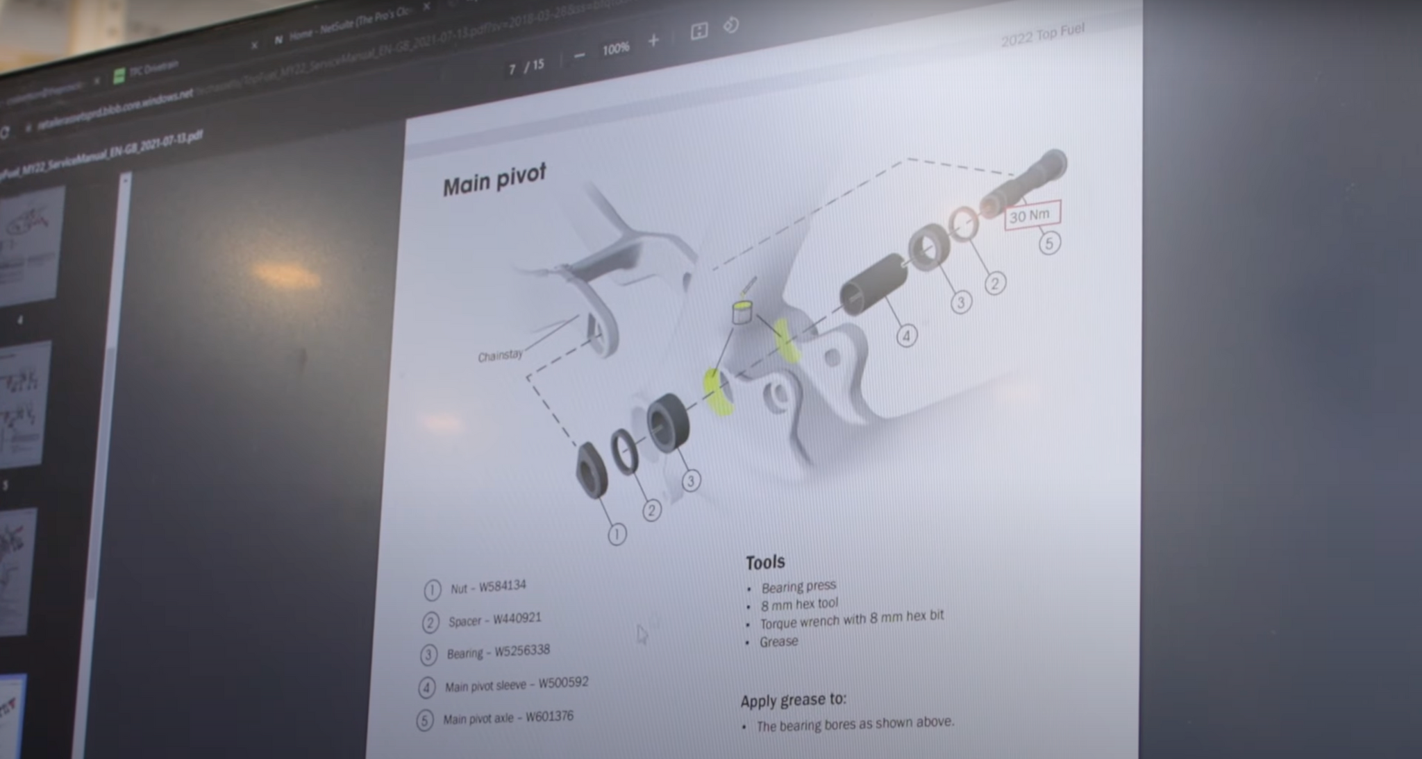 Trek Top Fuel suspension pivot diagram