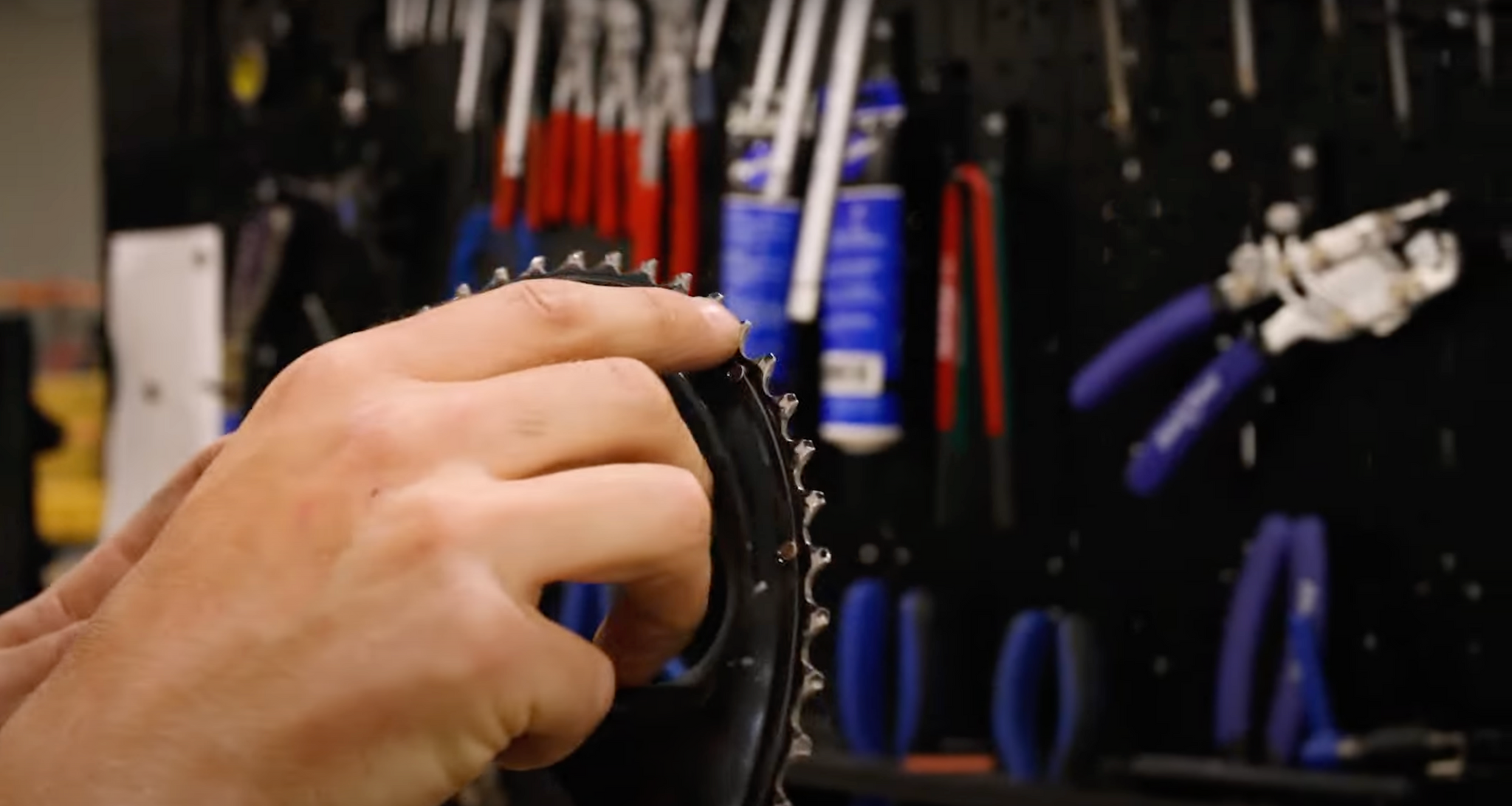 Worn chain shark tooth chainring teeth